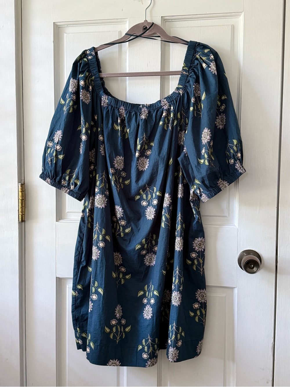 Old Navy Teal Floral Off-Shoulder Dress